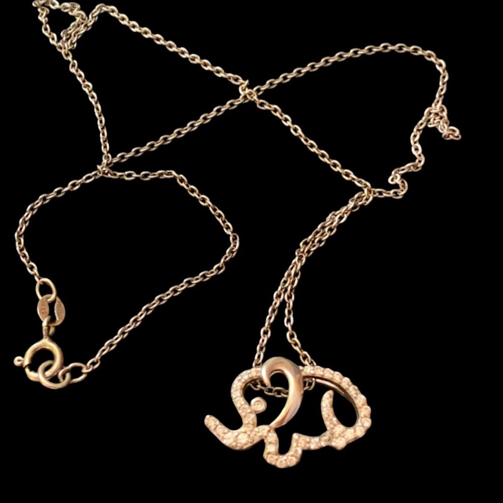 Sterling Silver Elephant CZ Chain Necklace